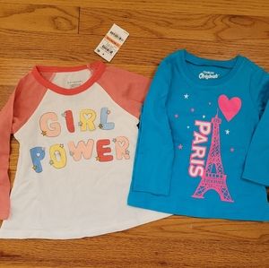 NWT Toddler Girls Long Sleeve Shirt Lot of 2 size 18m